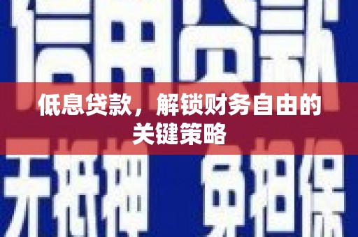 禹城低息贷款，解锁财务自由的关键策略