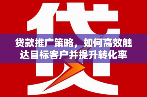 建湖贷款推广策略，如何高效触达目标客户并提升转化率